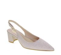 Valleverde 19161C Slingback Cerimonia Donna Tessuto Platino Tacco Grosso 5Cm Suola Sintetico