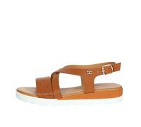 Valleverde 24200 Cuoio Sandali Donna Fibbia Ricamo Pelle zeppetta Incrocio 38