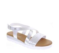 Valleverde 24200 Sandali Sportivi Donna Pelle Sintetica Argento Tacco Zeppa 2Cm Suola Gomma