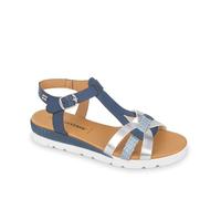 Valleverde 24202 Sandali Donna Estivi con Cinturino a T, Blu e Argento, Suola Comfort Bianca (Argento/Blu, Sistema Taglie Calzature EU, Adulto, Donna, Numero, Media, 38)