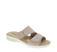 Valleverde 25329 Pantofole Casa Camera Donna Nubuck Beige Tacco Zeppa 3Cm Suola Gomma