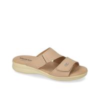 Valleverde 25329 Pantofole Casa Camera Donna Nubuck Beige Tacco Zeppa 3Cm Suola Gomma