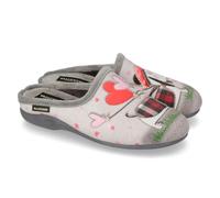 Valleverde 26122, Ciabatta da Donna con stampa e sottopiede in peluche (Grigio, Sistema Taglie Calzature EU, Adulto, Numero, Media, 41)