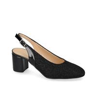 Valleverde 28200A Slingback Cerimonia Donna Tessuto Nero Tacco Grosso 6Cm Suola Gomma Sintetica