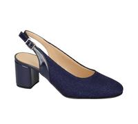 Valleverde 28200A Slingback da Donna con Tacco a Blocco 6 cm, Glitter e Cinturino con Fibbia, Blu Navy e Nero (Topazio, Sistema Taglie Calzature EU, Adulto, Donna, Numero, Media, 39)