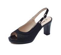 Valleverde 28344 Nero Sandali eleganti con tacco alto per donna in tessuto brillantinato (Taglia 39)