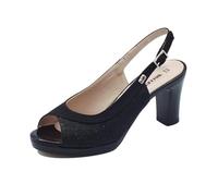 Valleverde 28344 Nero Sandali Eleganti con Tacco Alto per Donna in Tessuto brillantinato (Taglia 38)