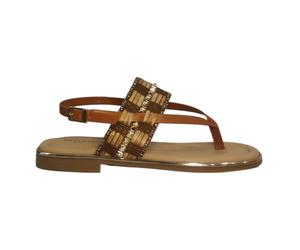 Valleverde 32010 Sandali Donna con Perline e Paglia, Infradito con Cinturino, Tacco Basso, Color Cuoio (Cuoio, Sistema Taglie Calzature EU, Adulto, Donna, Numero, Media, 38)