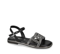 Valleverde 32031 Sandali Cerimonia Donna Strass Nero Tacco Grosso 1Cm Suola Gomma