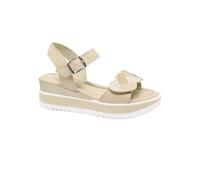 VALLEVERDE 32111 beige sandali donna zeppa fibbia + strappo pelle