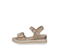 Valleverde 32111 beige sandali donna zeppa fibbia + strappo pelle 38