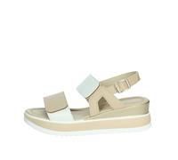 Valleverde 32112 Sandali Donna Platform con Plateau, Fasce e Cinturino Regolabili, Bianco e Blu Navy, Suola Comfort (Beige, Sistema Taglie Calzature EU, Adulto, Donna, Numero, Media, 36)