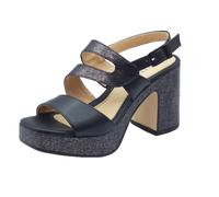 Valleverde 32510 Nero Sandali con tacco alto e plateau per donna in ecopelle