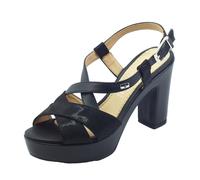 Valleverde 32521 Black Sandali con tacco alto e plateau per donna in tessuto ed