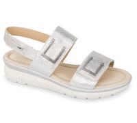 VALLEVERDE 32700 SANDALI SCARPE DONNA TRIPLO STRAPPO PELLE NAPPA SILVER