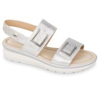 VALLEVERDE 32700 SANDALI SCARPE DONNA TRIPLO STRAPPO PELLE NAPPA SILVER
