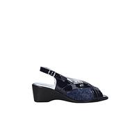Valleverde 33201 Sandali Scarpe Zeppa Donna Pelle Blu Lucido