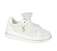 Valleverde 35496 Sneakers Donna Bianche con Pizzo, Lacci in Organza, Dettagli Dorati, Suola Platform, Stile Elegante (Sistema Taglie Calzature EU, Adulto, Donna, Numero, Media, 37)