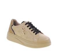 Valleverde 35501 Sneaker Casual Donna Pelle Sintetica Beige Tacco Zeppa 4Cm Suola Gomma