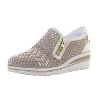 Valleverde 36213 Mocassini Casual Donna Scamosciato Tortora Tacco Zeppa 5Cm Suola Gomma