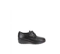 Valleverde 36541 Mocassini Donna Comfort a Strappo in Vera Pelle Nero Zeppa 4 cm (Numeric_36)