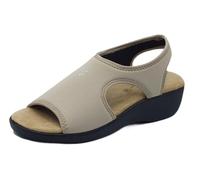 Valleverde 37501 Beige Sandali con Zeppa Bassa per Donna in Tessuto Elasticizzato (Taglia 37)