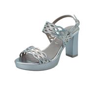Valleverde 45384 Silver Sandali con tacco alto e plateau per donna in ecopelle e brillanti (Taglia 39)