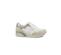 VALLEVERDE 49406 gold bianco oro beige scarpe donna sneakers lacci forata zip pe