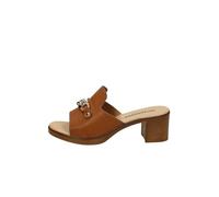 Valleverde 55450 Sandalo Donna Cognac o Avorio Con Accessorio Catena Soffice Sottopiede In Pelle e Tacco 5 Cm. (Cognac, Sistema Taglie Calzature EU, Adulto, Donna, Numero, Media, 37)