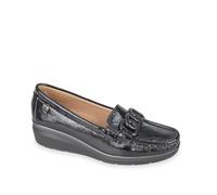 Valleverde Mocassini Donna 11322 in Vernice Nero Modello Casual. Una Calzatura Comoda Adatta per Tutte Le Occasioni. Autunno Inverno. EU 38