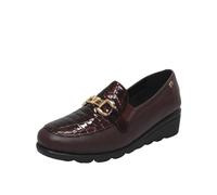 Valleverde Mocassini In Pelle Con Zeppetta Bordeaux - Donna Scarpe Mocassini