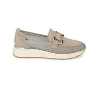 Valleverde Mocassino Donna in Suede Ecru e Tessuto Traforato