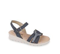 Valleverde Sandalo Donna 55561 in Pelle Blu modello casual. Una calzatura comoda adatta per tutte le Occasioni. Primavera Estate. EU 38