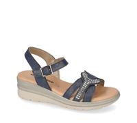 Valleverde Sandalo Donna 55561 in Pelle Blu Modello Casual. Una Calzatura Comoda Adatta per Tutte Le Occasioni. Primavera Estate. EU 40