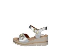 Valleverde Sandali Donna 55580-2026 in Pelle Argento Scarpe Casual Comode, Leggere e Flessibili, Ideali per Primavera Estate. EU 35
