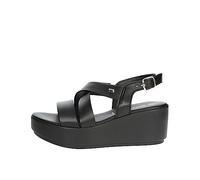 Valleverde Sandalo Donna 24400 in Pelle Bianco o Blu o Platino Modello Casual. Una Calzatura Comoda Adatta per Tutte Le Occasioni. Primavera-Estate 2022 (Nero, numeric_38)