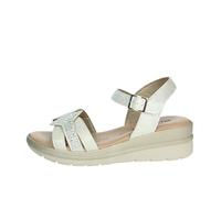 Valleverde Sandalo Donna 55561 in Pelle Silver modello casual. Una calzatura comoda adatta per tutte le Occasioni. Primavera Estate. EU 36