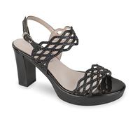Valleverde Sandalo elegante Donna 45384 in Vernice Nero modello da cerimonia. Una calzatura comoda adatta per tutte le Occasioni. Primavera Estate. EU 37