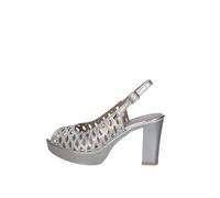Valleverde Sandalo Elegante Donna 45385 in Pelle Silver Modello Casual. Una Calzatura Comoda Adatta per Tutte Le Occasioni. Primavera Estate. EU 39