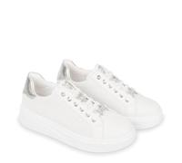 Valleverde Scarpa Moda Comoda per Il Benessere dei Piedi Bianco Bianco Silver