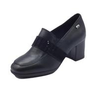 Valleverde Scarpe con Tacco Donna 36562A in Pelle Modello Casual. Una Calzatura Comoda Adatta per Tutte Le Occasioni. Autunno-Inverno 2023. Tacco 6 cm (Nero, 37)
