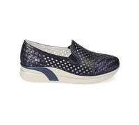 Valleverde Slip-on Donna in Pelle Blu Navy Traforata con Zeppa