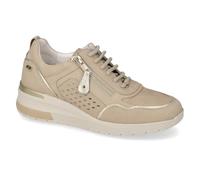 Valleverde Sneaker Donna in Pelle Scamosciata, Beige, Tacco a Zeppa 4 cm, Chiusura con Stringhe e Zip, Sottopiede Estraibile, Suola in Gomma (40)
