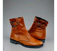 VALLEVERDE Stivaletto Donna Bikers Made in Italy In Pelle col Marrone Fibbia