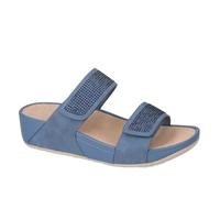 Valleverde V651Z Sandali da Donna con Doppio Cinturino Regolabile, Decorazione con Strass, Soffice Sottopiede In Pelle (Jeans, Sistema Taglie Calzature EU, Adulto, Donna, Numero, Media, 38)