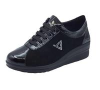 Valleverde VD204F Suede Black Sneakers Confort per Donna in Naplak e Nabuk con Lacci (Taglia 37)
