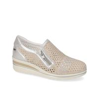 Valleverde VD350W Mocassini Casual Donna Scamosciato Beige Tacco Zeppa 4Cm Suola Gomma