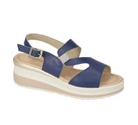 Valleverde VGI302M Sandali da Donna in Pelle Blu, Zeppa 6 cm e Cinturino alla Caviglia, Sottopiede in Pelle Ammortizzato Made in Italy. (Sistema Taglie Calzature EU, Adulto, Donna, Numero, Media, 39)