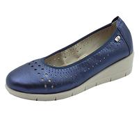 Valleverde VS10204 Nappa Blu Ballerine con Zeppa per Donna in Pelle Traforata (Taglia 35)