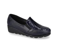Valleverde VS10301E Mocassini Casual Donna Pelle Vernice Blu Tacco Zeppa 4Cm Suola Gomma